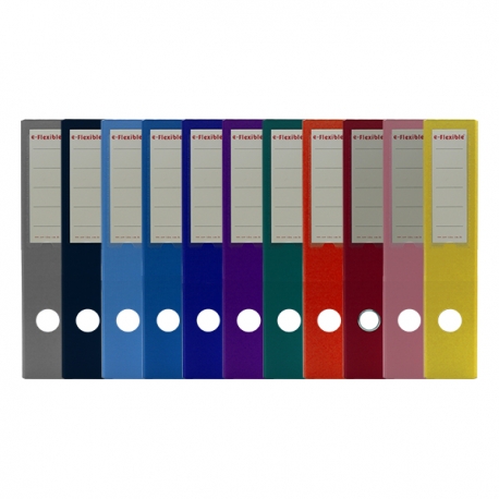 e-Flexible PVC Lever Arch File A4 3" Black/Blue/Dark Blue/Light Blue/Red/Green/Yellow/Orange/Purple/Pink/Grey