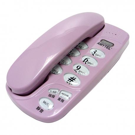 AMYTEL AT-C128Pnk Corded Phone w/Keypad Back Light Pink