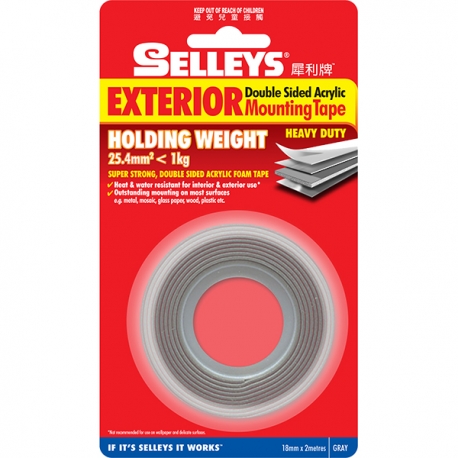 Selleys 302285 Mounting Tape Gray 18mm x 2m