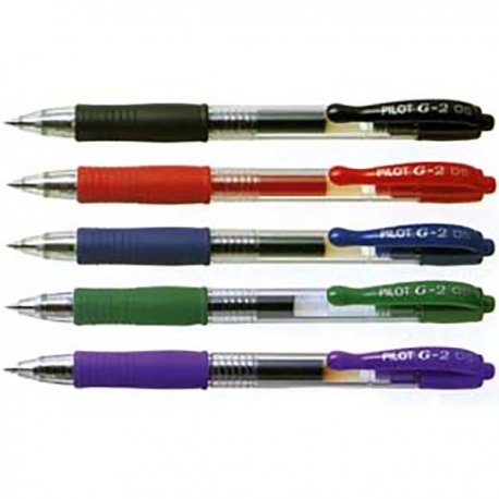 Pilot G2-5 Retractable Gel Pen 0.5mm Black/Blue/Red/Green/purple/Orange