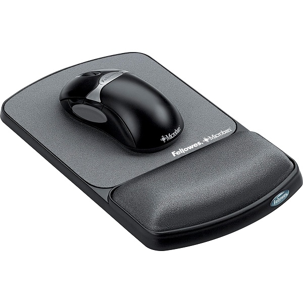 Fellowes Gel Wrist Rest & Mouse Pad w/Microban - Graphite"