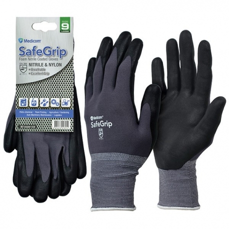 Medicom SafeGrip Foam Nitrile Coated Gloves (M,L,XL)