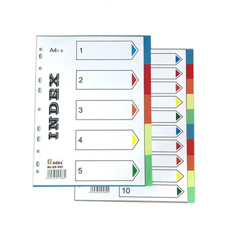 Godex GX-IN005 Color PVC Index Divders A4 5 Steps 10Sets