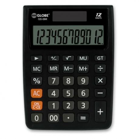 Globe GS-08K 12 Digits Calculator Large Display Black