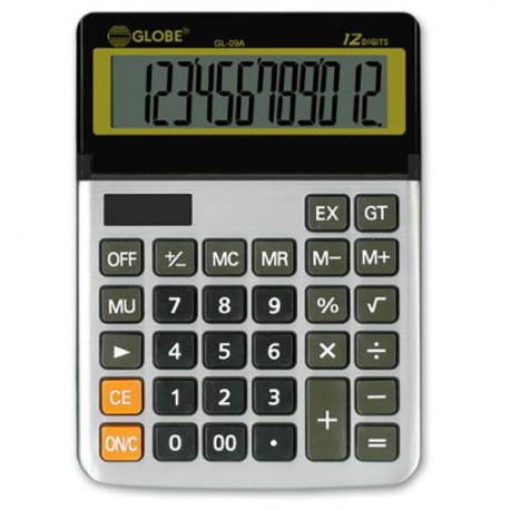 Globe GL-09A 12 Digits Calculator Extra Large Display Sliver