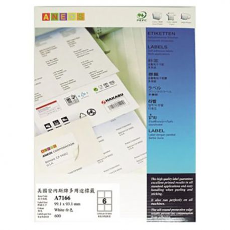 ANEOS A7166 Multipurpose Label A4 99.1mmx93.1mm 1200s White
