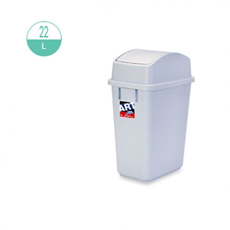 413 Rectangular w/Swing Cover Rubbish Bin 22Litre Grey