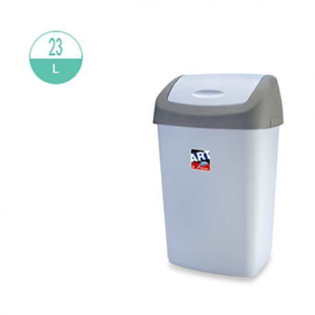 425 Rectangular w/Swing Top Cover Rubbish Bin 23Litre Grey