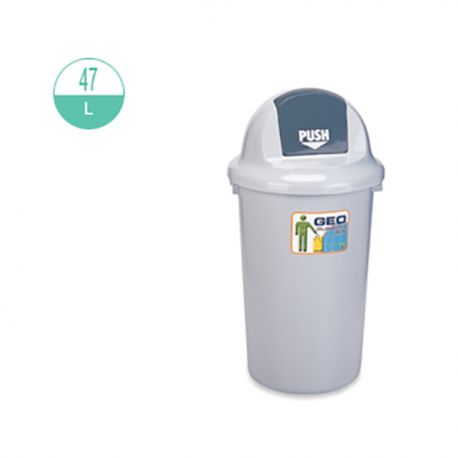 GEO 47 Round w/Push Lid Rubbish Bin 47Litre Grey