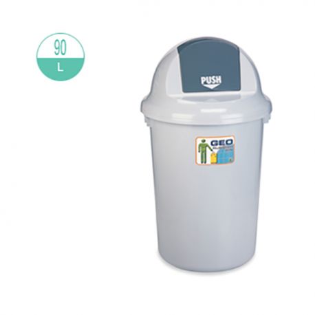 GEO 90 Round w/Push Lid Rubbish Bin 90Litre Grey