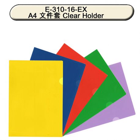 Data Bank E-310-16-EX Solid-colored Clear Folder A4 12pcs Blue,Green,Purple,Red
