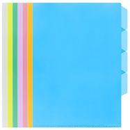 E-357 Plastic Folder F4 4-Layer Clear/Blue/Green/Orange/Purple/Red/Yellow