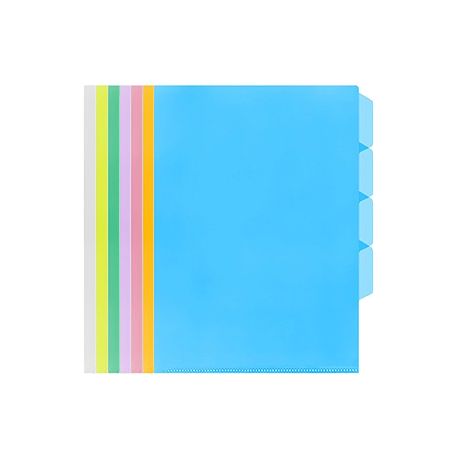 E-357 Plastic Folder F4 4-Layer Clear/Blue/Green/Orange/Purple/Red/Yellow