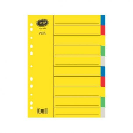 Bantex 6050-00 Paper Color Index Divider A4 10Tabs