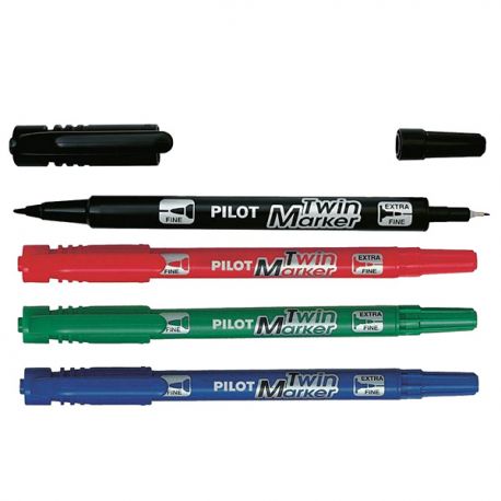 Pilot SCA-TM 2-in-1 2-Head Permanent Marker 0.5mm-1mm Black/Blue/Red