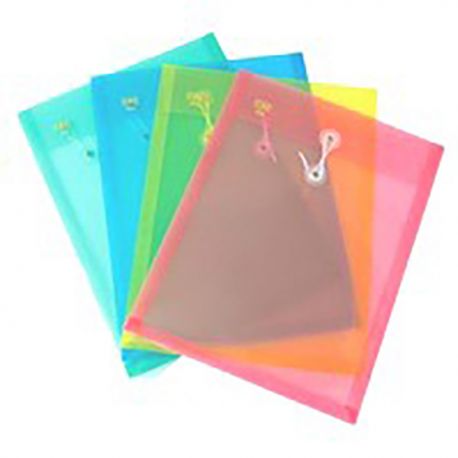 膠質有繩公文袋 F4 透明/藍/綠/橙/紫/紅/黃色