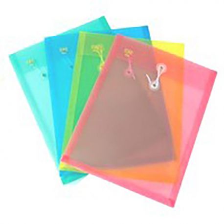 Plastic Envelope w/String A4 Clear/Blue/Green/Purple/Red/Yellow