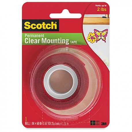 3M Scotch 4010 Clear Mounting Tape 1"x60" (25mm x1.52M)