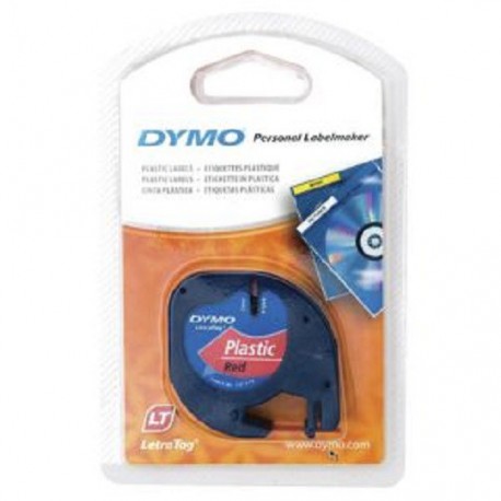 Dymo 91203 Letratag Plastic Tape 12mmx4M Red