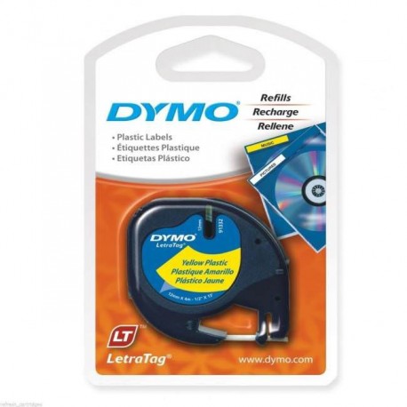Dymo 91202 Letratag Plastic Tape 12mmx4M Yellow