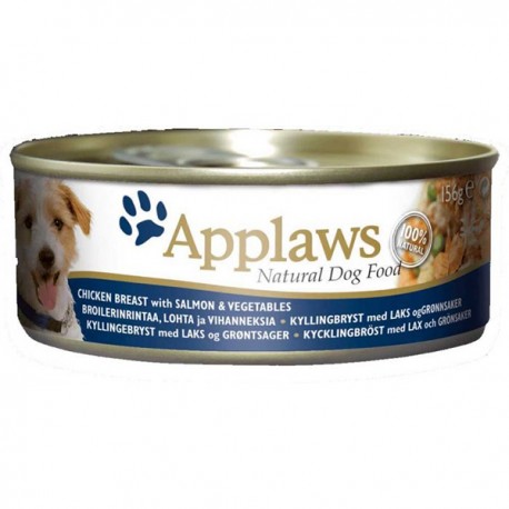 Applaws Broth Dog Tin Chicken Breast Salmon Vegetables 156g 16Cans