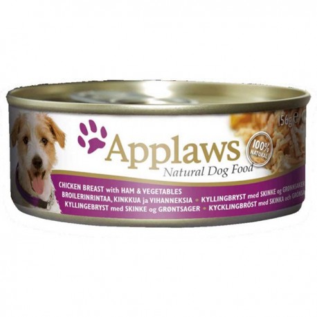 Applaws Broth Dog Tin Chicken Breast Ham Vegetables 156g 16Cans