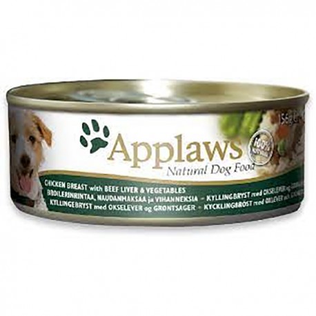 Applaws Broth Dog Tin Chicken Breast Beef Liver Vegetables 156g 16Cans