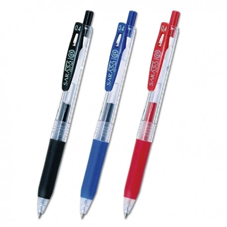 Zebra JJ15 Sarasa Clip Pen 0.4mm 10's Black/Blue/Red
