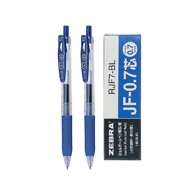Zebra 斑馬牌 JJ15 Sarasa 按掣式啫喱筆 0.7毫米 2支筆 及10支芯 藍色