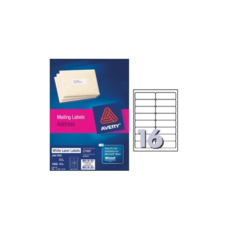 Avery L7162 Address Labels 99mmx34mm 1600's White