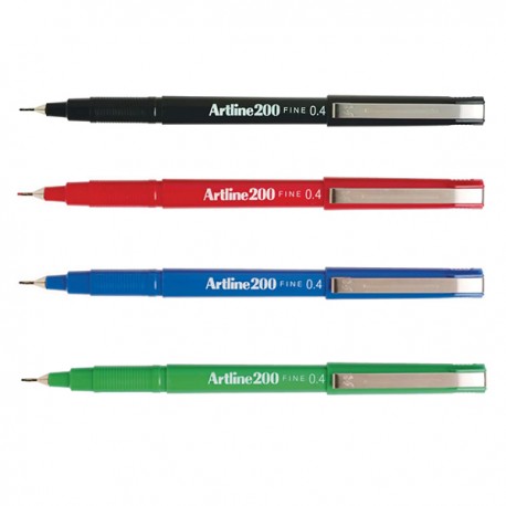 Artline 200 Sign Pen Fine 0.4mm Black/Blue/Green/Red