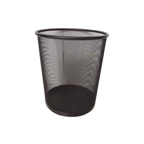 Metal Circular Rubbish Bin Large Black