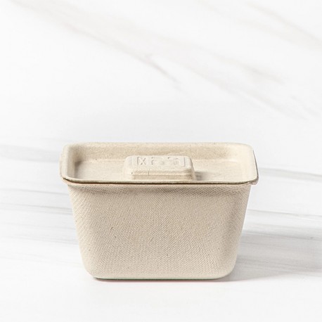 Beybo Plastic Biodegradable & Compostable Bagasse Square Container + Lid 9.5oz. 800Sets