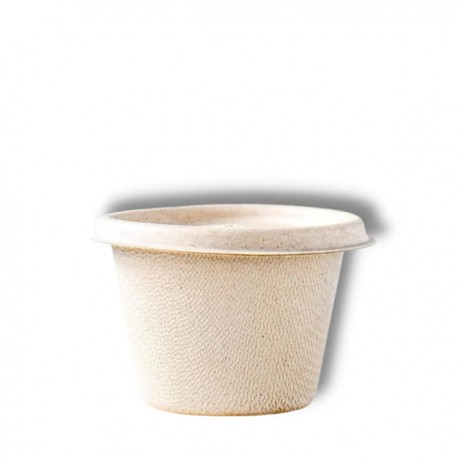 Beybo Plastic Biodegradable & Compostable Bagasse Sauce Cup + Lid 4oz. 1000Sets