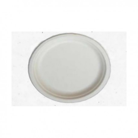 Beybo Plastic Biodegradable & Compostable Bagasse Round Plate Dia. 230mm 500Pcs
