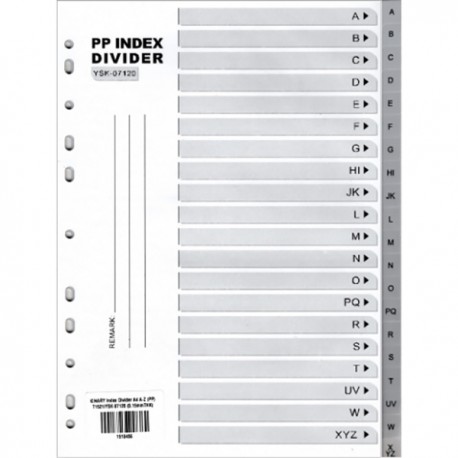 YSK-07120 PVC Index Divider A4 A-Z Grey