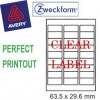 Zweckform 4721 Inkjet Labels A4 63.5mmx29.6mm 540's Clear