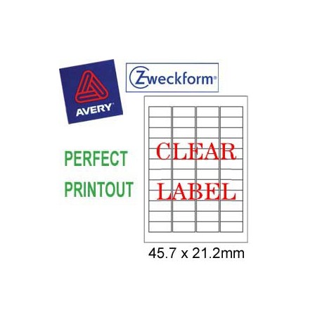 Zweckform 4720 Inkjet Labels A4 45.7mmx21.2mm 960's Clear