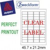 Zweckform 4720 Inkjet Labels A4 45.7mmx21.2mm 960's Clear