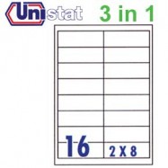 Unistat U4672 Multipurpose Labels A4 96.5mmx33.8mm 1600's White