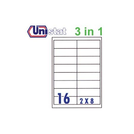 Unistat U4672 Multipurpose Labels A4 96.5mmx33.8mm 1600's White