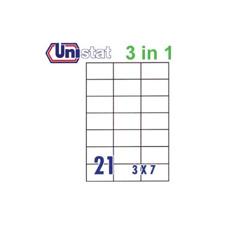 Unistat U4668 Multipurpose Labels A4 70mmx42.3mm 2100's White