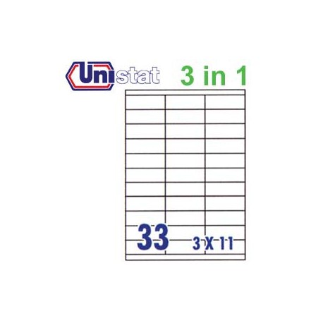 Unistat U4455 Multipurpose Labels A4 70mmx25.4mm 3300's White