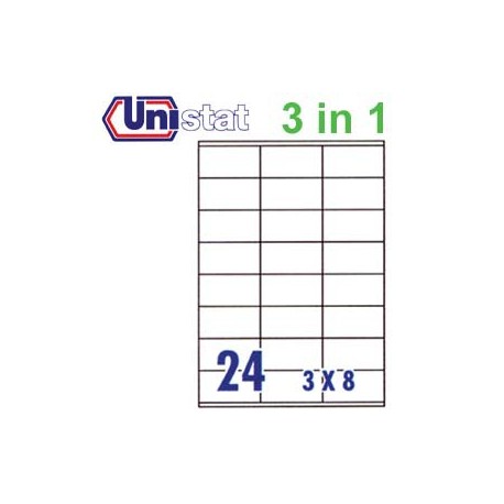 Unistat U4453 Multipurpose Labels A4 70mmx36mm 2400's White