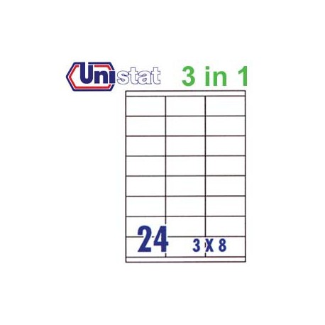 Unistat U4429 多用途標籤 A4 70毫米x35毫米 2400個 白色