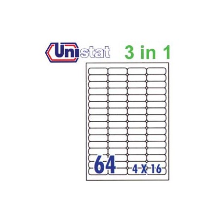 Unistat U4271 Multipurpose Labels A4 48.3mmx16.9mm 6400's White