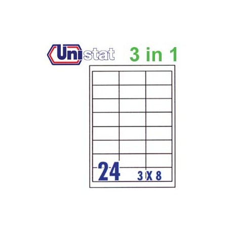 Unistat U4262 Multipurpose Labels A4 64.6mmx33.8mm 2400's White