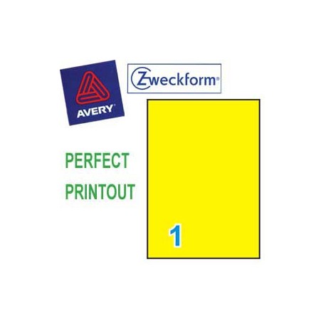 Zweckform 3473 Multipurpose Labels A4 210mmx297mm 100's Yellow