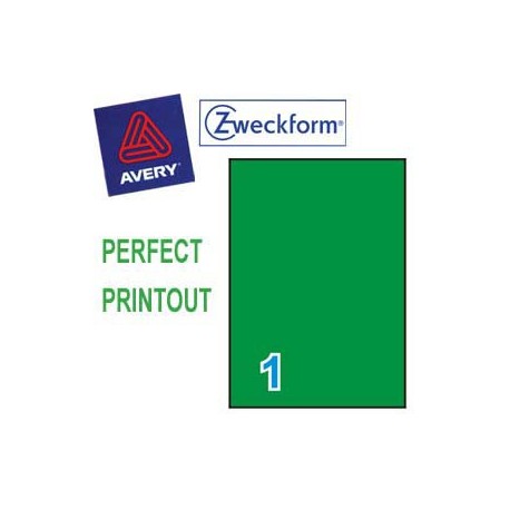 Zweckform 3472 Multipurpose Labels A4 210mmx297mm 100's Green