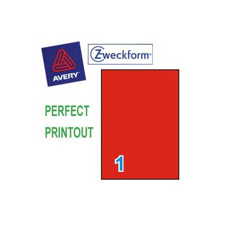 Zweckform 3470 Multipurpose Labels A4 210mmx297mm 100's Red